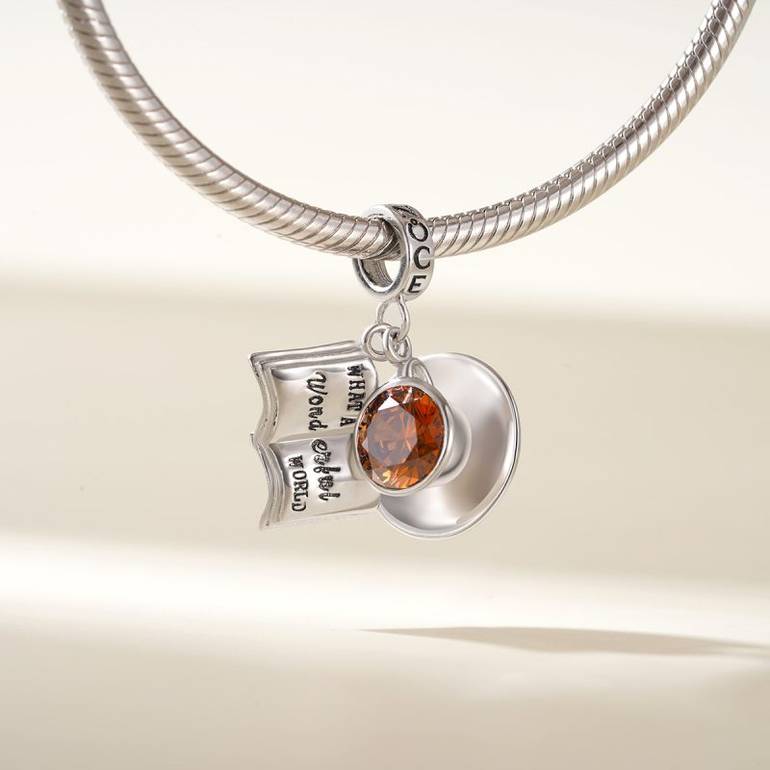 Gnoce Leisure Time Coffee Cup & Book Pendant Dangle Charm