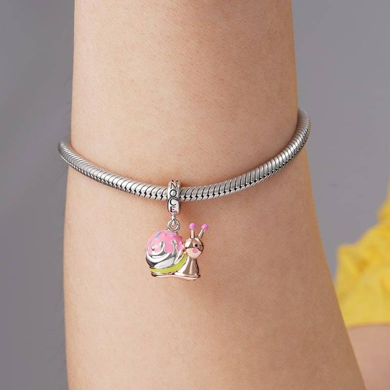Pinky Snail Pendant Dangle Charm Sterling Silver 18K Rose Gold Plated