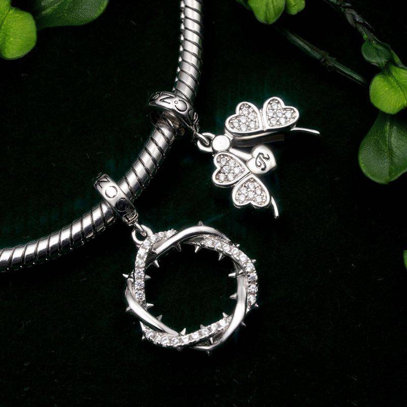 Gnoce Openable Four-leaf Clover Engravable Pendant Dangle Charm