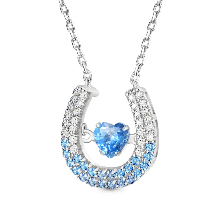 Gnoce Sparkling Pavé Horseshoe Dancing Pendant Necklaces