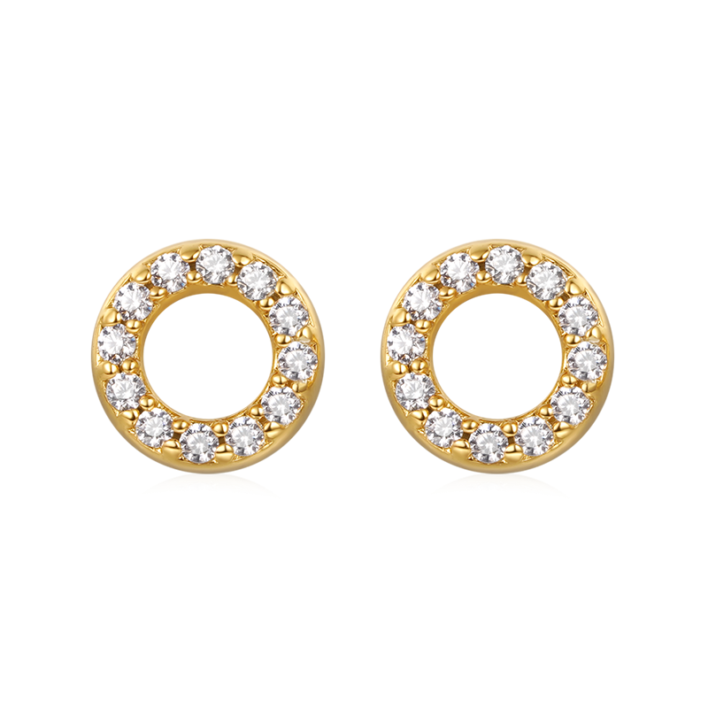 Gnoce Mini Pave Disc Stud Earrings