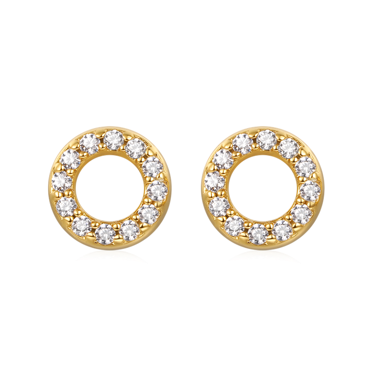 Gnoce Mini Pave Disc Stud Earrings