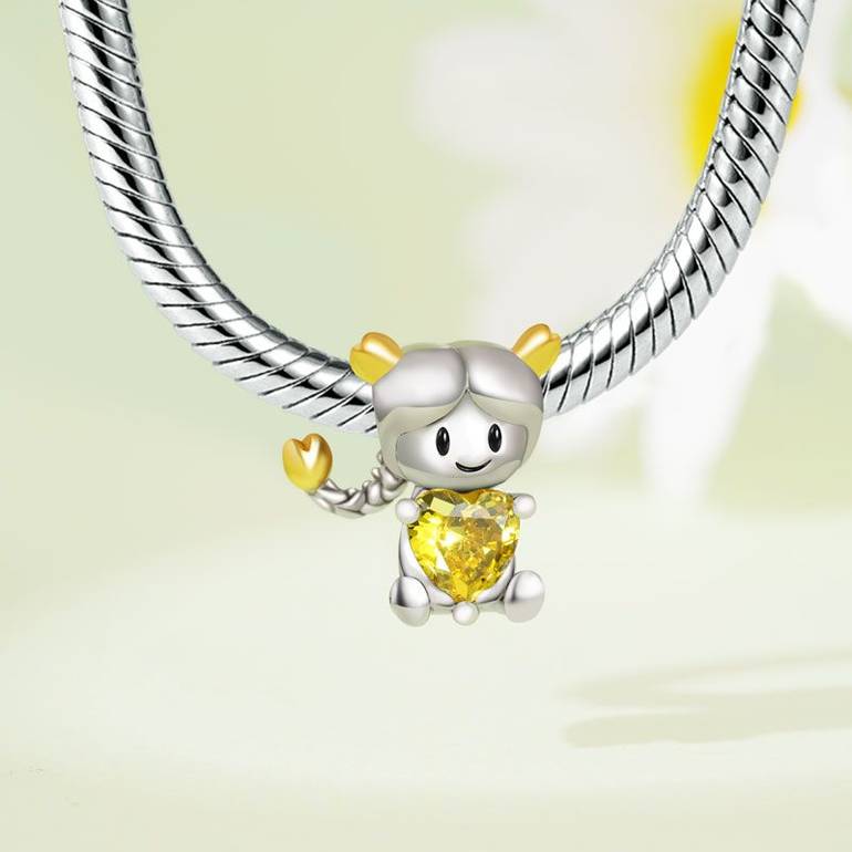 Gnoce Scorpio Zodiac Sign Embraces Heart Gem Charm