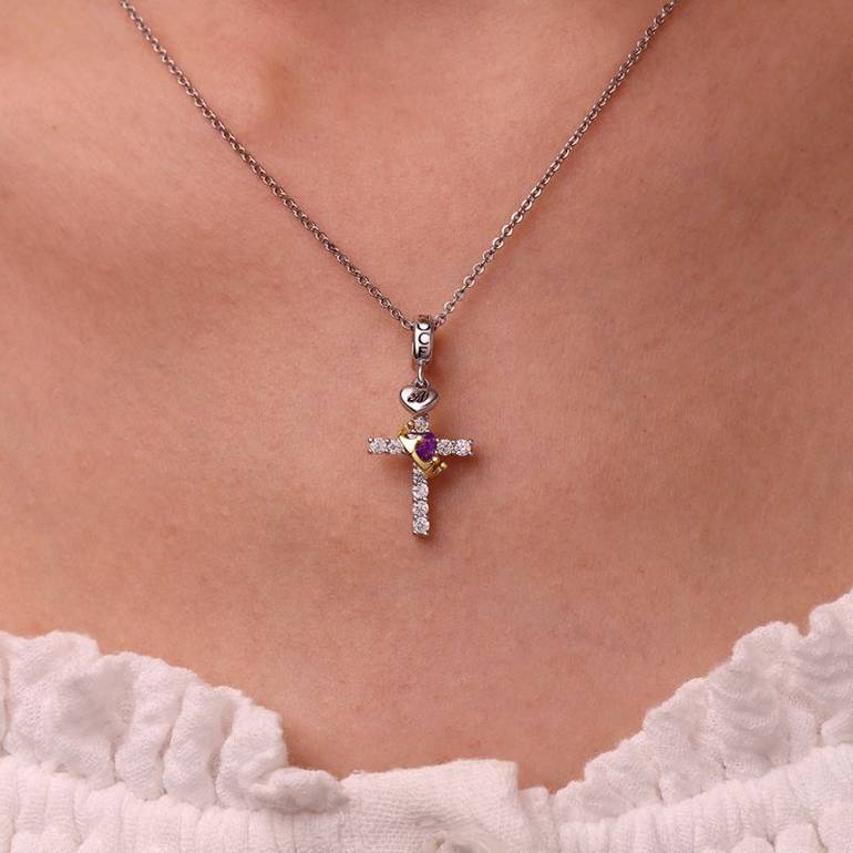 Gnoce Gold Crown of Thorns Nail Cross Pendant Dangle Charm