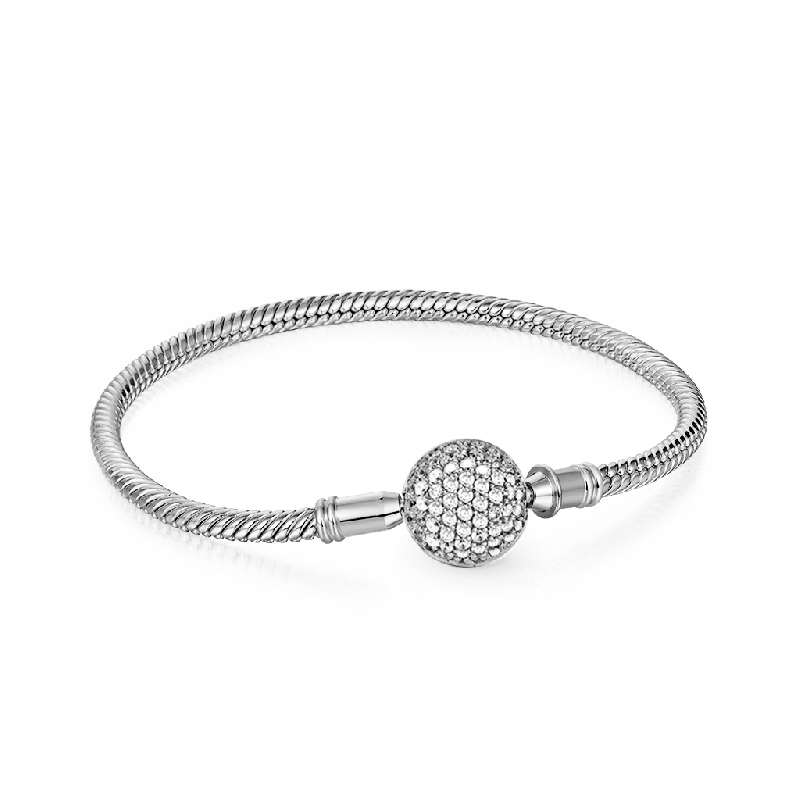 Crystal Round Shape Bracelets Sterling Silver