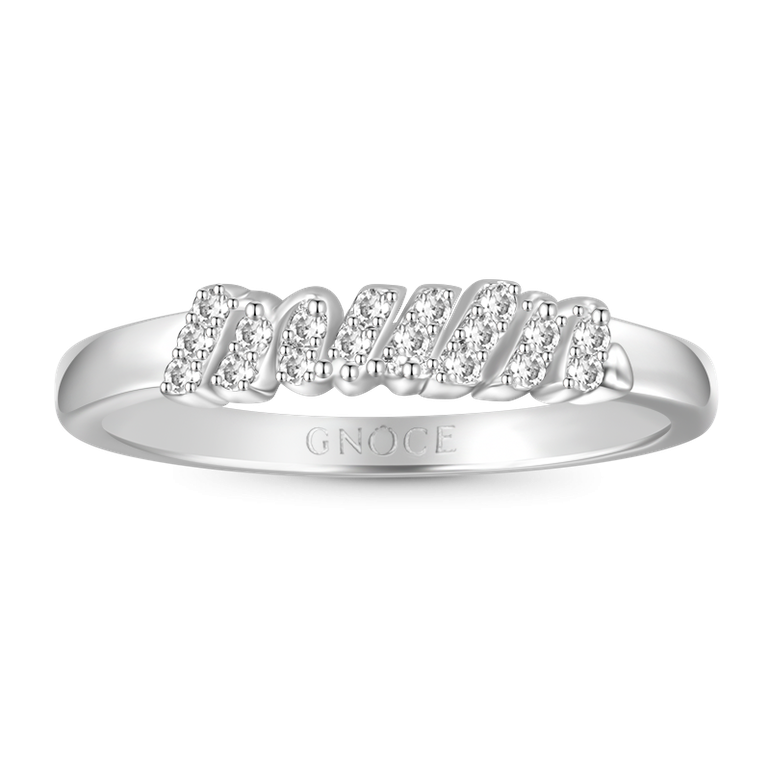 Curb Chain Ring White Sapphire Sterling Silver 18k Gold Plated