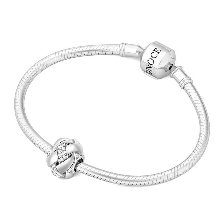 Interweave Charm 925 Sterling Silver Bead with Cubic Zirconia