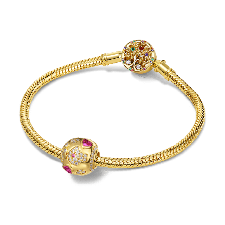 Gnoce Sparkling Fish with Pink Hearts Charm