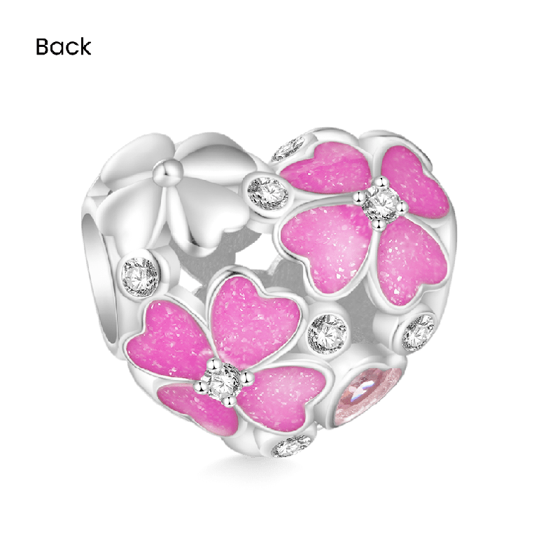 Gnoce Heart Pink Four Leaf Clover Charm
