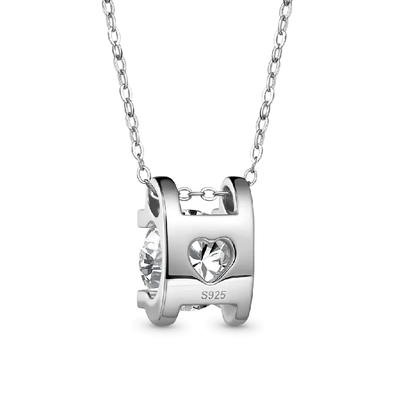 Gnoce Dazzling 1ct Round Cut VVS Moissanite Pendant Necklaces