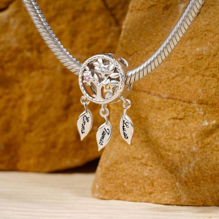 Gnoce Engravable Dream&nbsp;Catcher Tree of Life Birthstone Charm