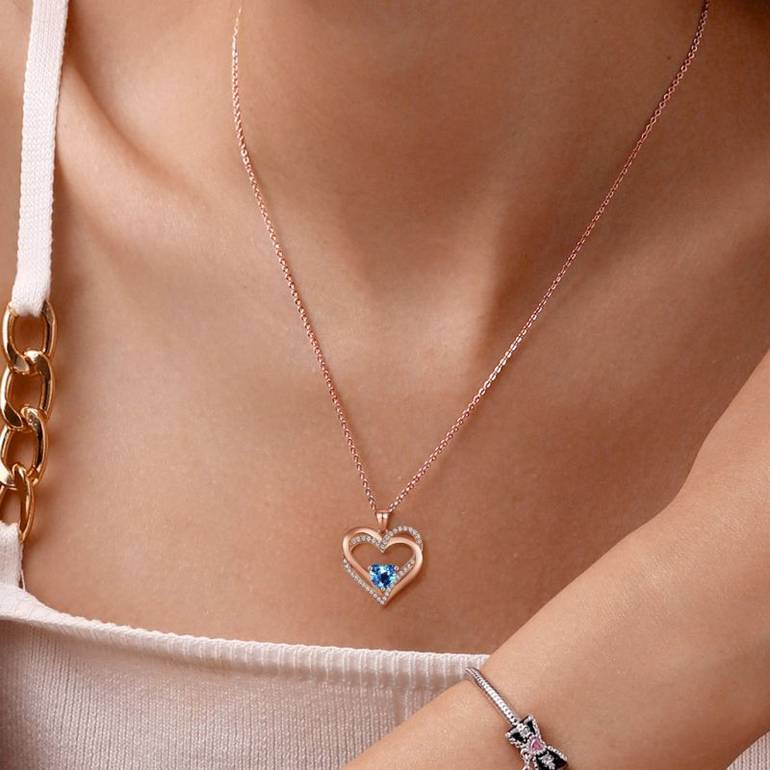 Gnoce Birthstone Heart Necklaces