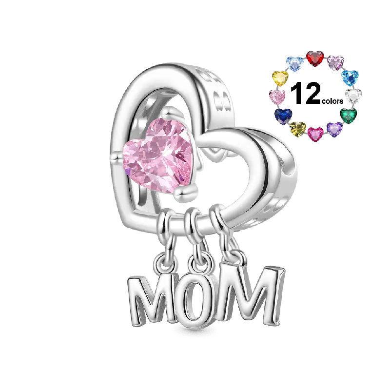 Gnoce Mother's Day Love Heart Birthstone Charm
