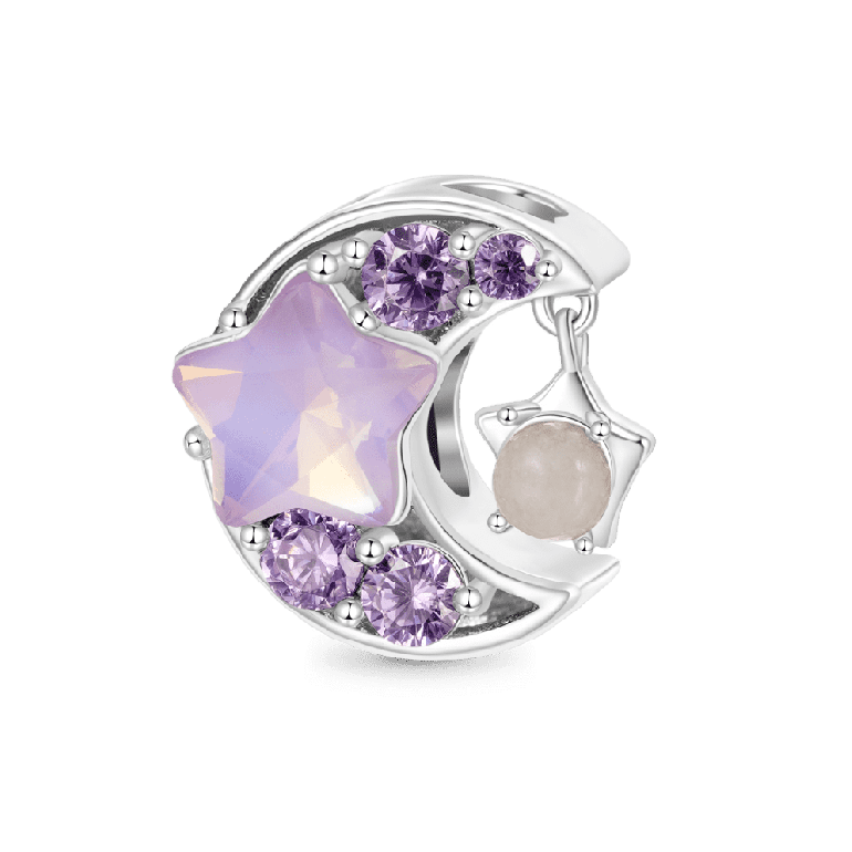 Gnoce Purple Star Moon Glow-in-the-Dark Charm