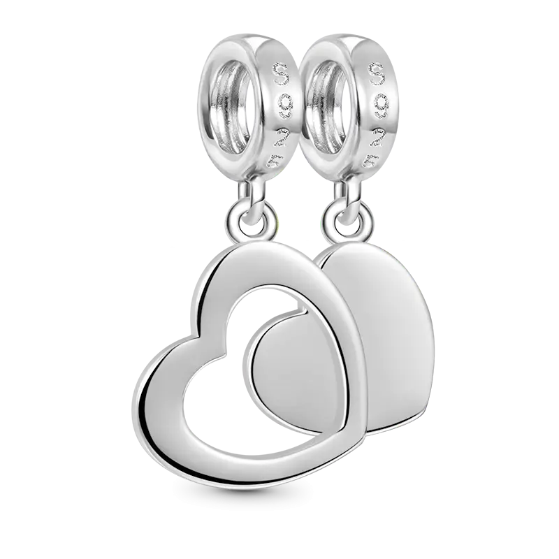 Gnoce Mother & Daughter Heart Pendant Dangle Charm