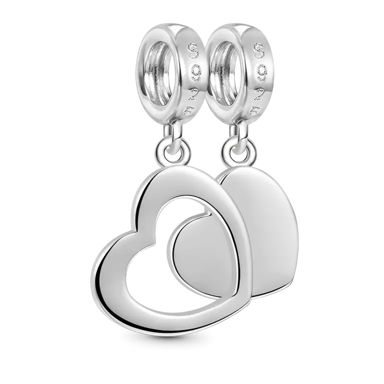 Gnoce Mother & Daughter Heart Pendant Dangle Charm