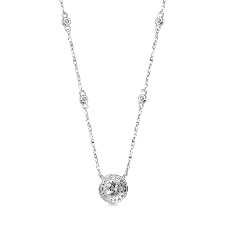 Gnoce 1CT Round VVS Moissanite Frame Station Necklaces