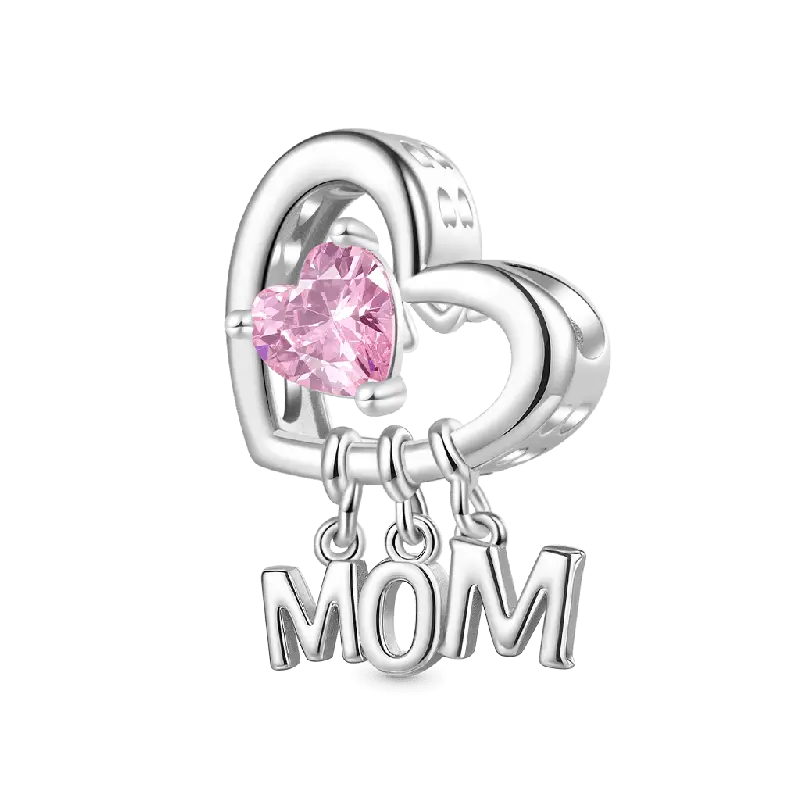 Gnoce Mother's Day Love Heart Birthstone Charm
