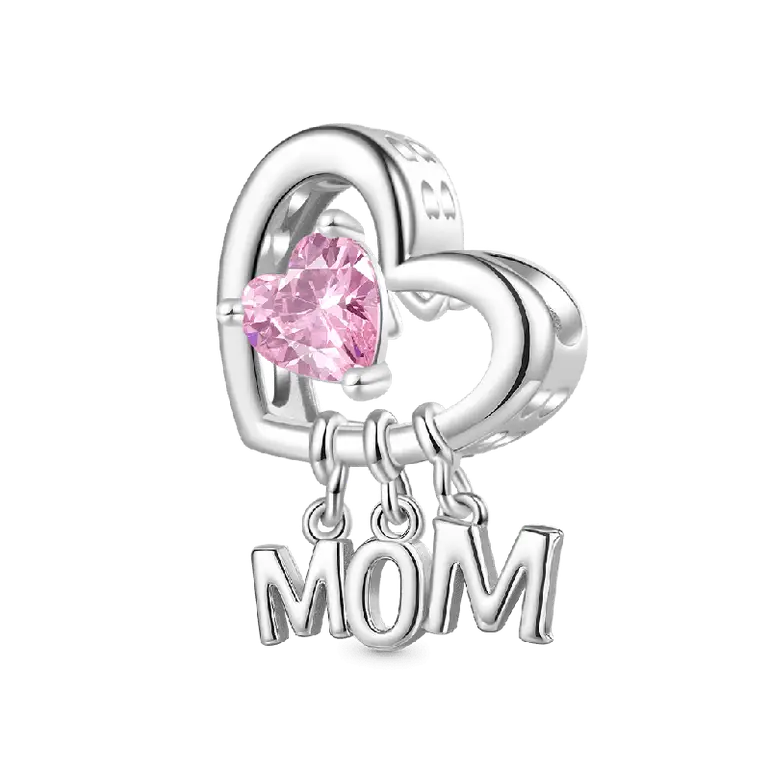 Gnoce Mother's Day Love Heart Birthstone Charm
