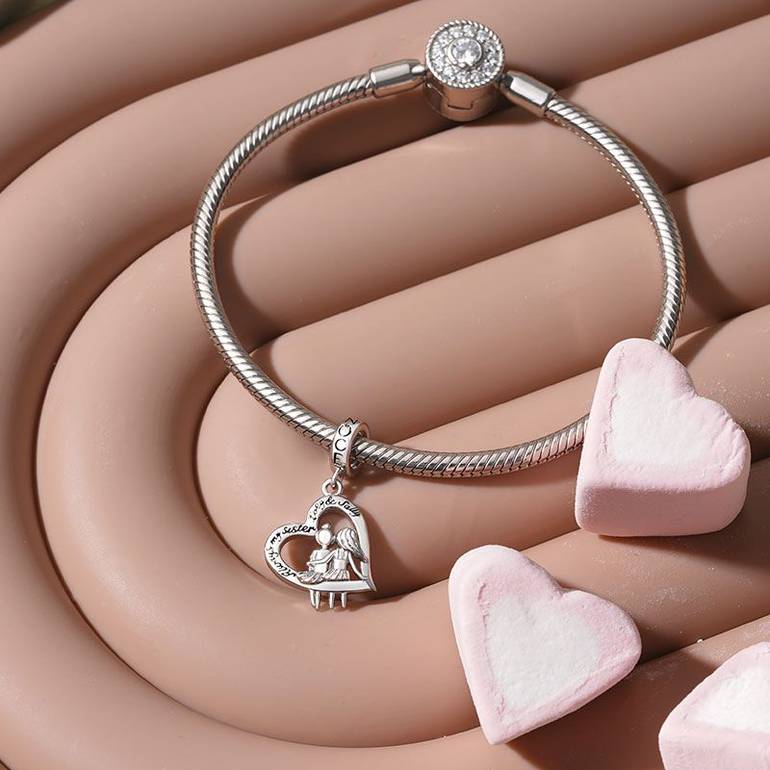 Gnoce Sister Love Heart Engravable Pendant Dangle Charm