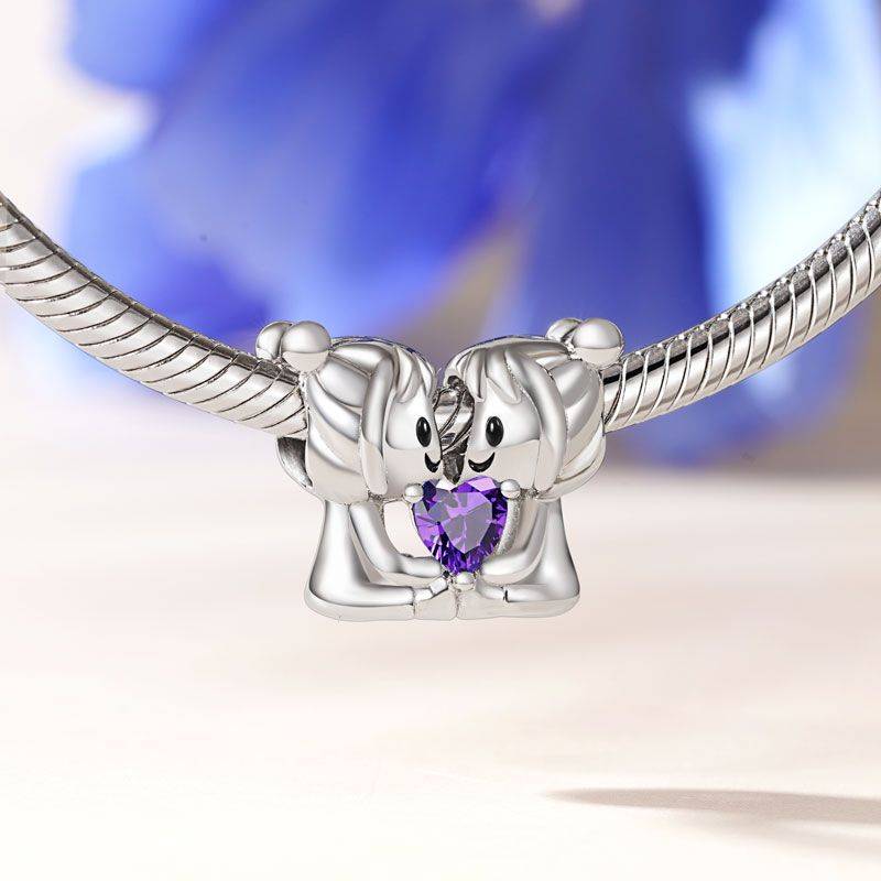 Gnoce Gemini Zodiac Sign Embraces Heart Gem Charm