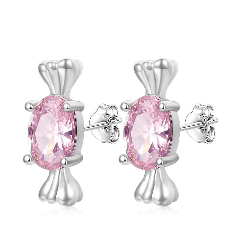 Gnoce Pink Candy Stud Earrings