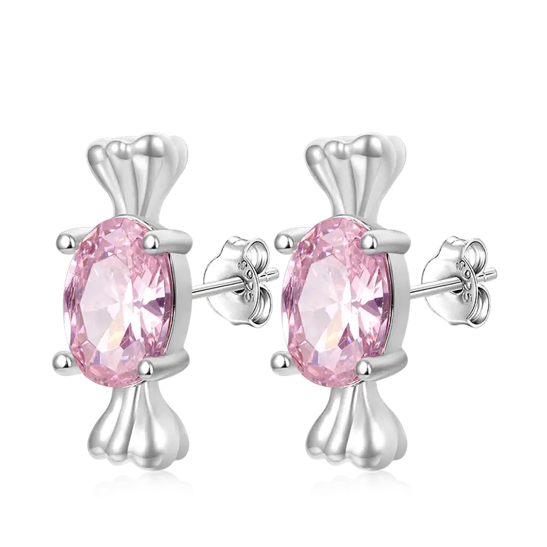 Gnoce Pink Candy Stud Earrings