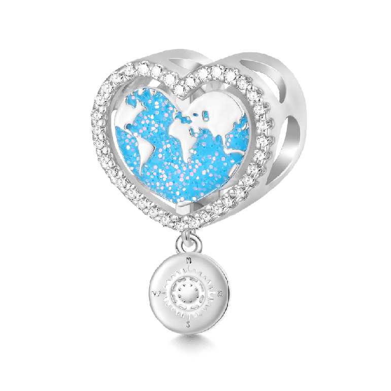 Gnoce World Map Heart Charm