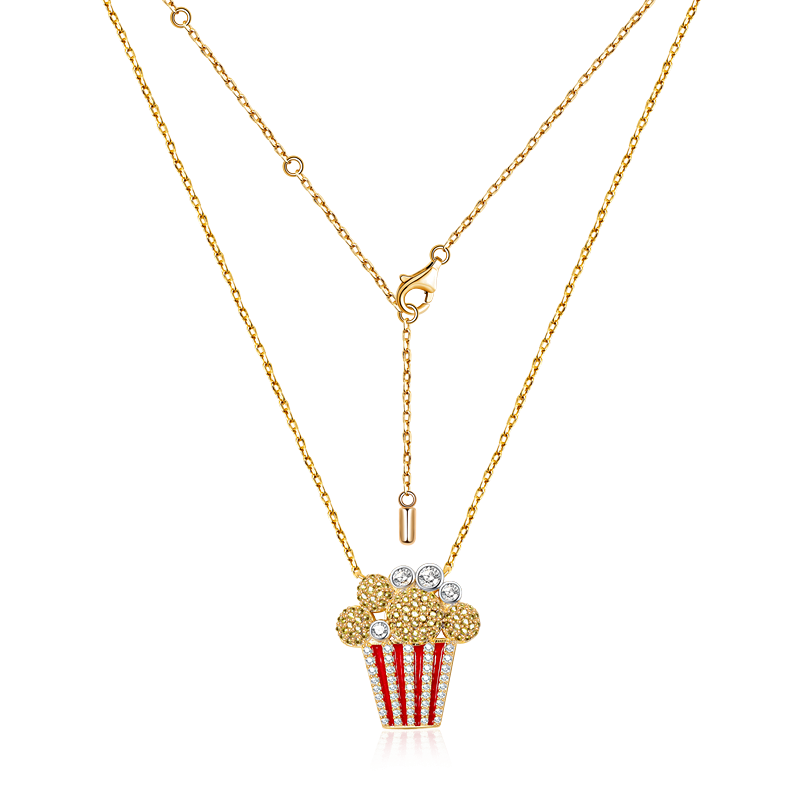 Popcorn Necklaces Sterling Silver 18k Gold Plated inlaid with Stones