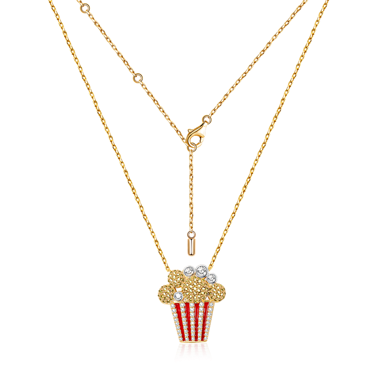 Popcorn Necklaces Sterling Silver 18k Gold Plated inlaid with Stones