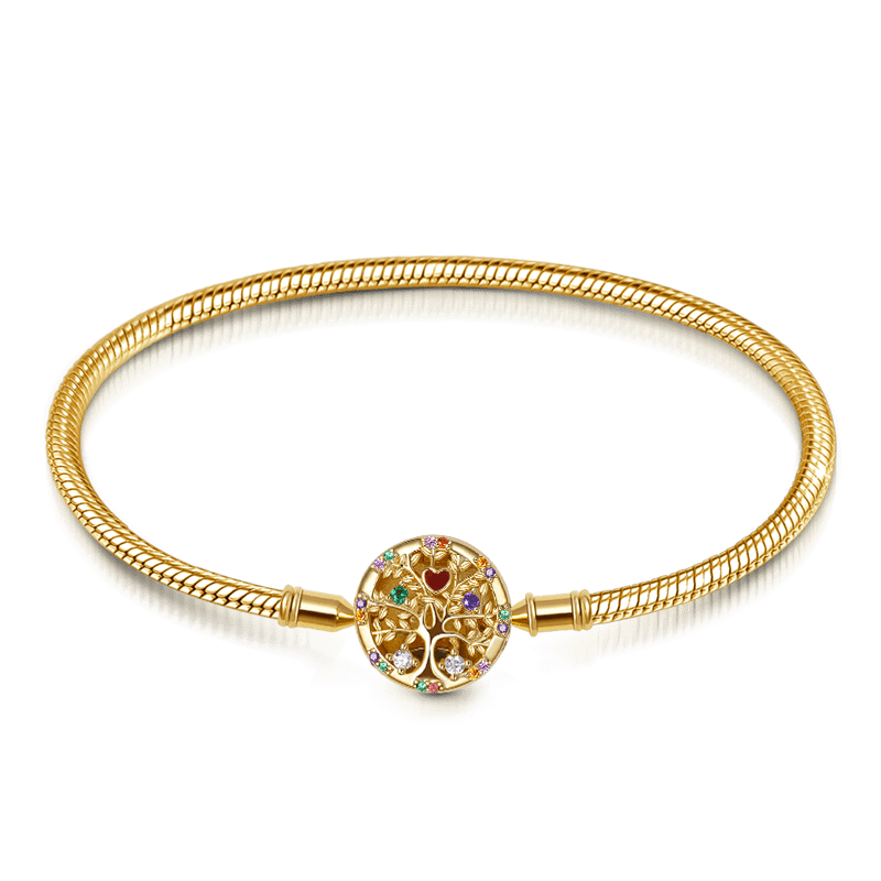 Tree of Life Bracelets Sterling Silver 18K Gold Plated Inlaid with Colorful Stones