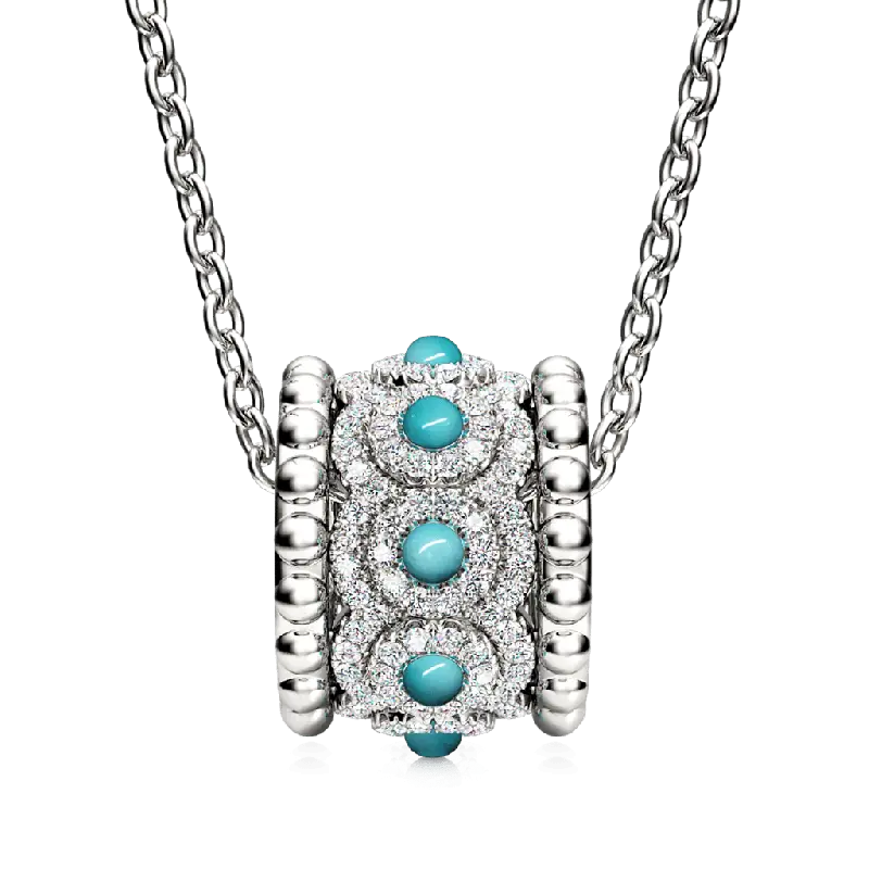 Gnoce Turquoise Halo Drum Pendant Necklaces