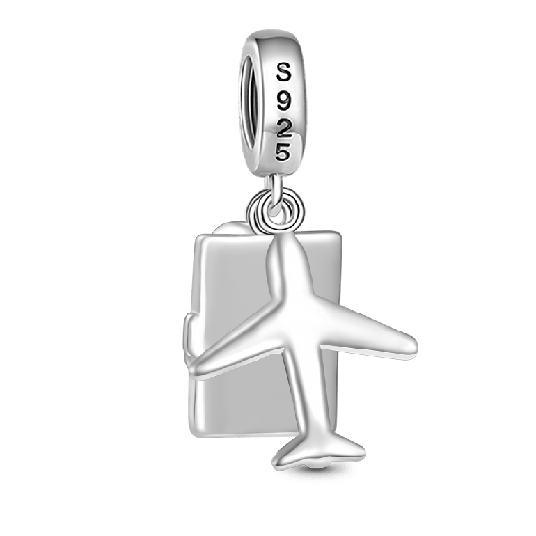 Gnoce Airplane, Passport & Conch Triple Pendant Dangle Charm