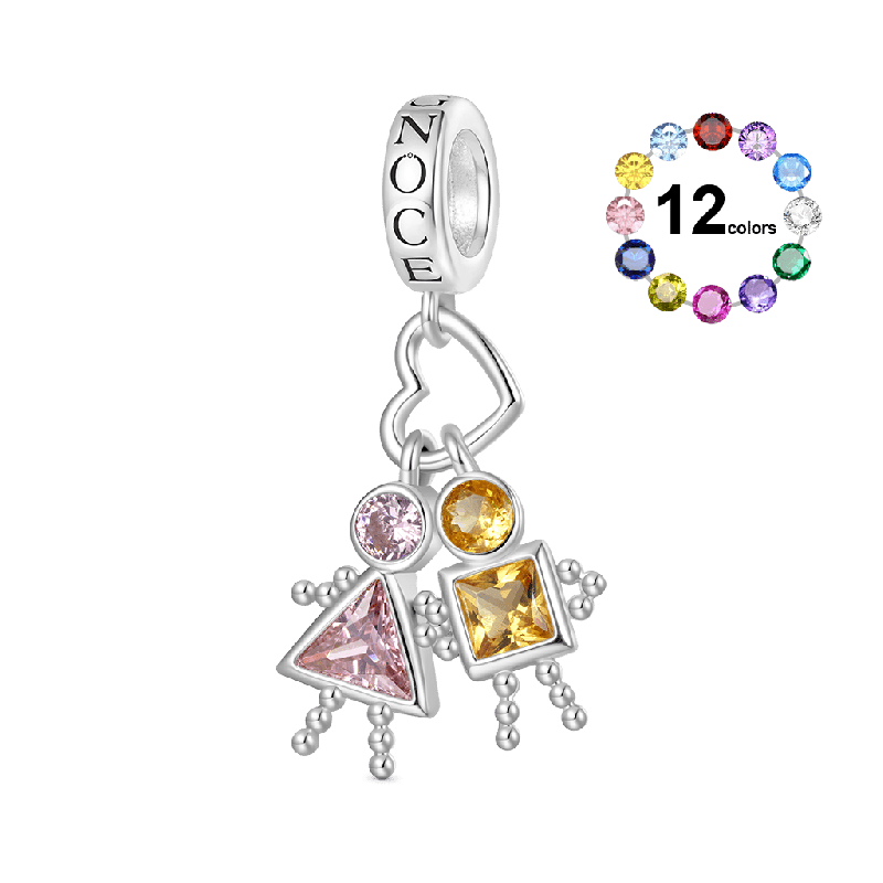 Gnoce Valentine's Day Love Characters Birthstone Pendant Dangle Charm