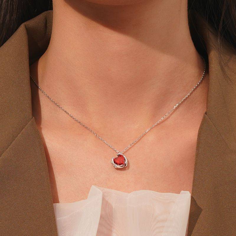 Gnoce Engravable Birthstone Love Heart Wings Necklaces