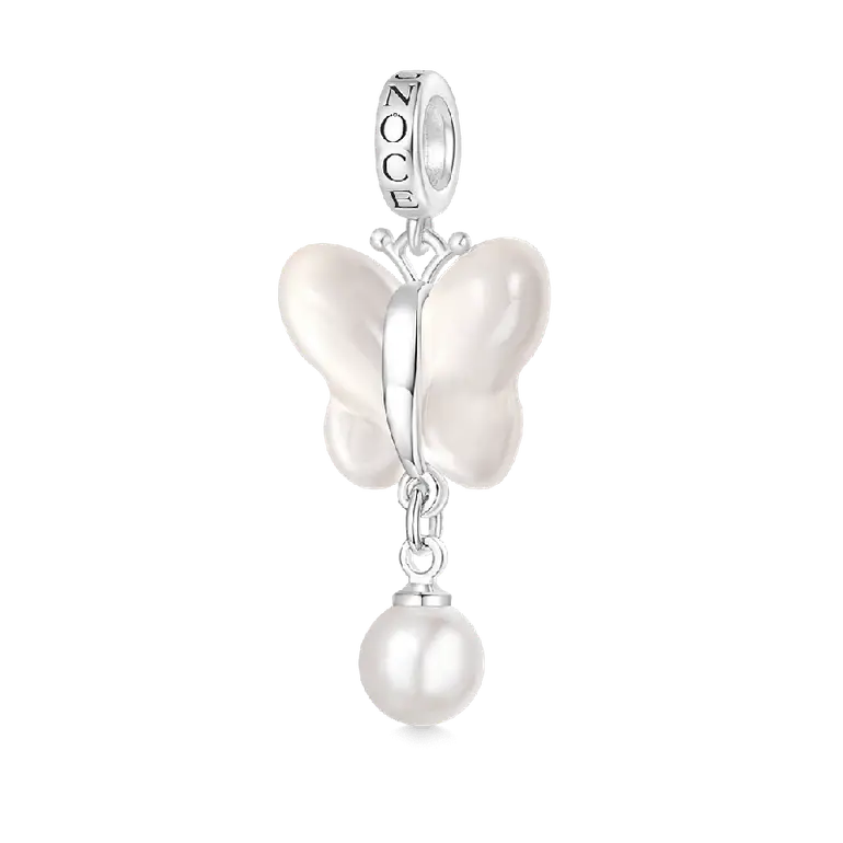Gnoce Chalcedony Butterfly Pearl Pendant Dangle Charm