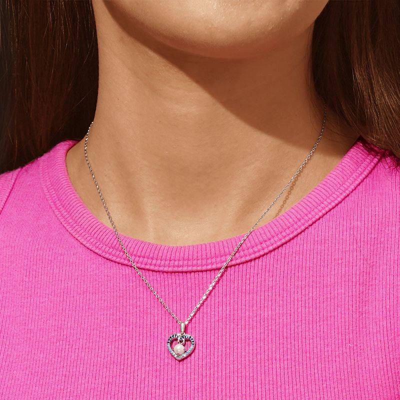 Gnoce Gradient Blue Heart Pearl Necklaces