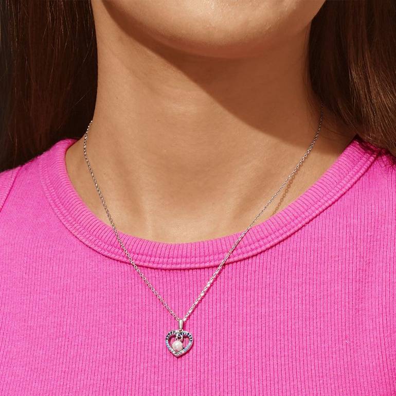Gnoce Gradient Blue Heart Pearl Necklaces