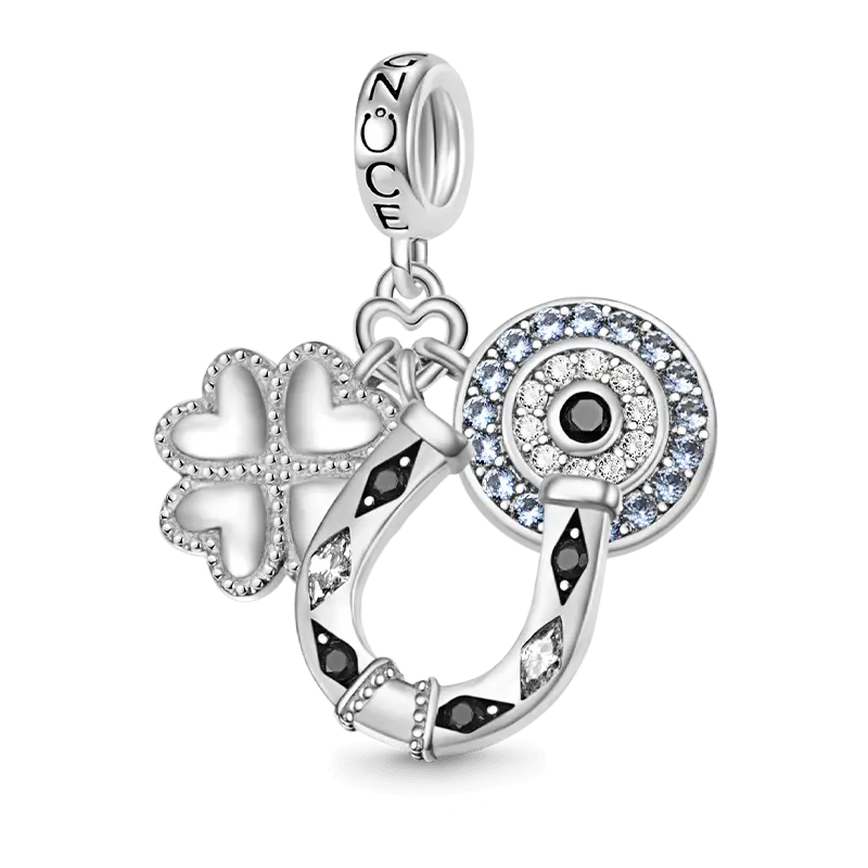 Gnoce Horseshoe, Clover & Devil's Eye Triple Pendant Dangle Charm
