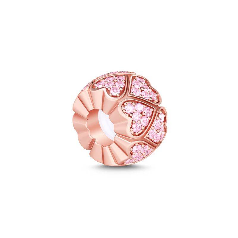 18K Rose Gold Heart Shape Stopper Sterling Silver