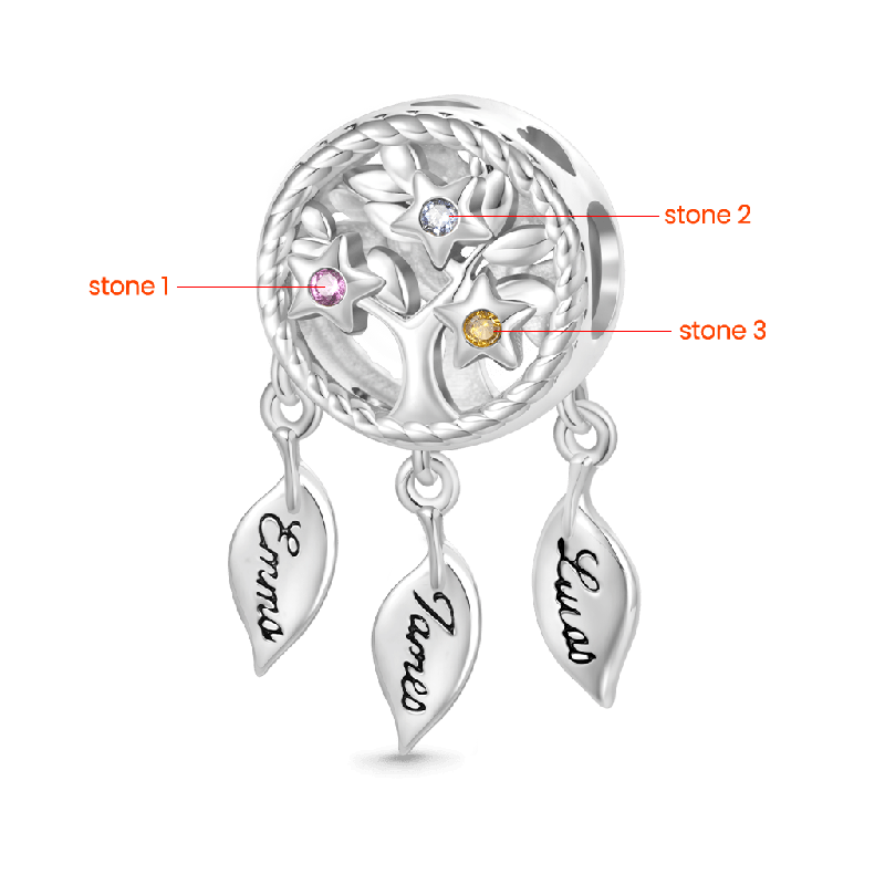Gnoce Engravable Dream&nbsp;Catcher Tree of Life Birthstone Charm