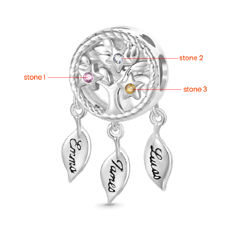 Gnoce Engravable Dream&nbsp;Catcher Tree of Life Birthstone Charm