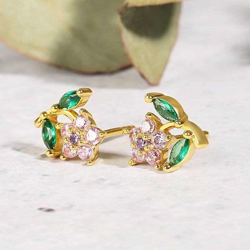 Wildflower Stud Earrings 18k Gold Plated 925 Sterling Silver