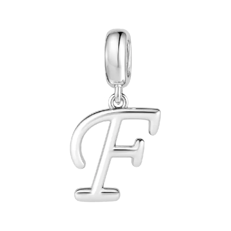 Letter F 925 Sterling Silver Dangling Charm Great for Bracelets Necklaces