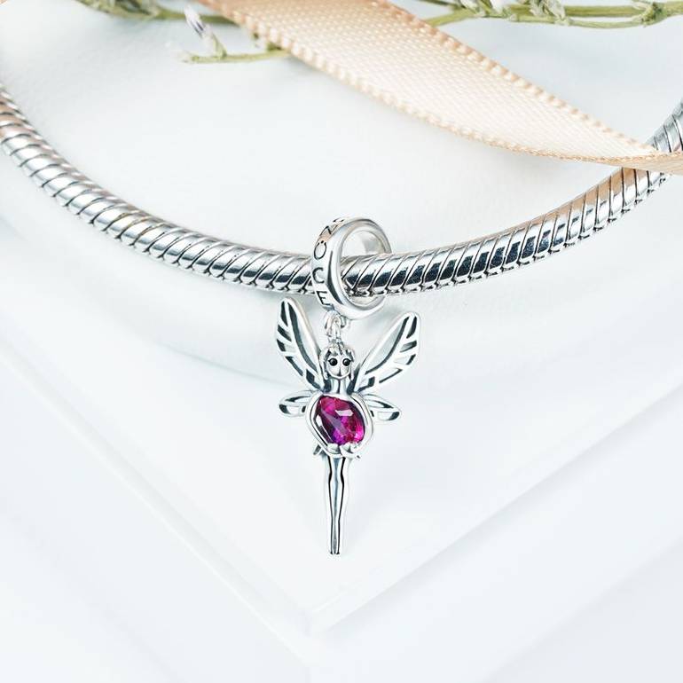 Gnoce Butterfly Fairy Embraces Heart Gem Pendant Dangle Charm
