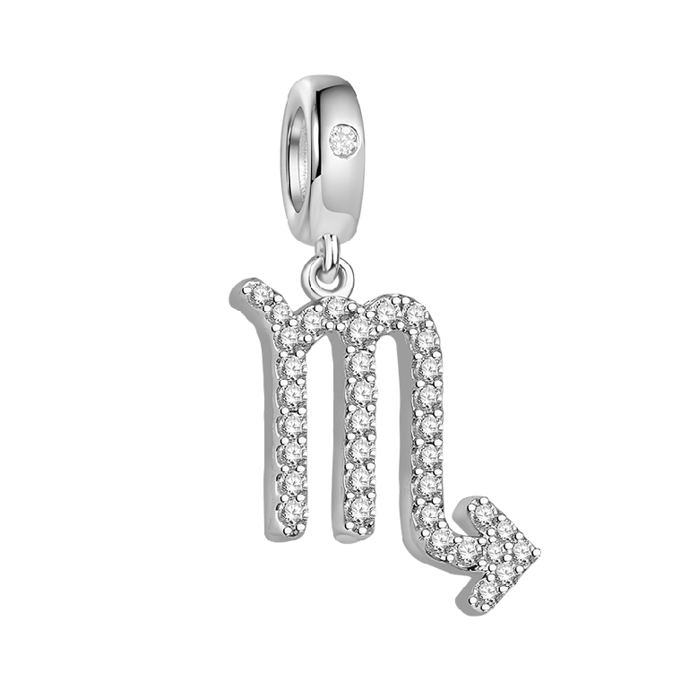 Gnoce Scorpio Charm Zodiac Sign Pendant With Cz For Bracelets