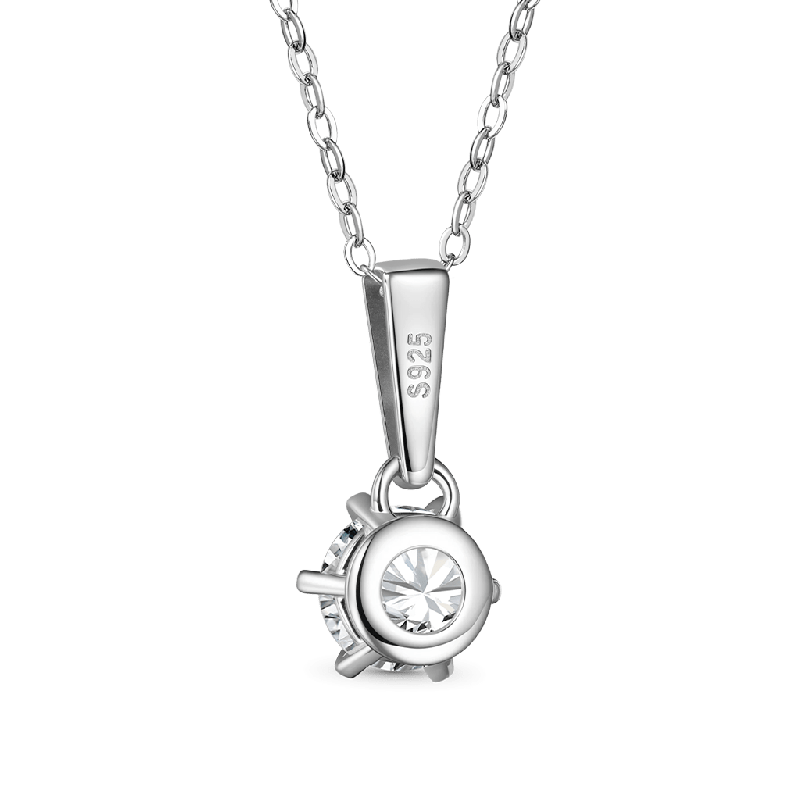 Gnoce Classic 1ct Round VVS Moissanite Drop Solitaire Pendant Necklaces