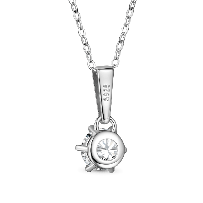 Gnoce Classic 1ct Round VVS Moissanite Drop Solitaire Pendant Necklaces