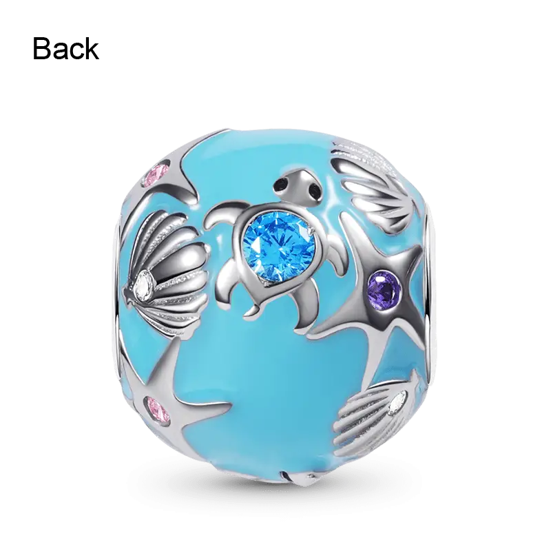 Sea World Charm Bead Sterling Silver Inlaid with Colorful Gemstones