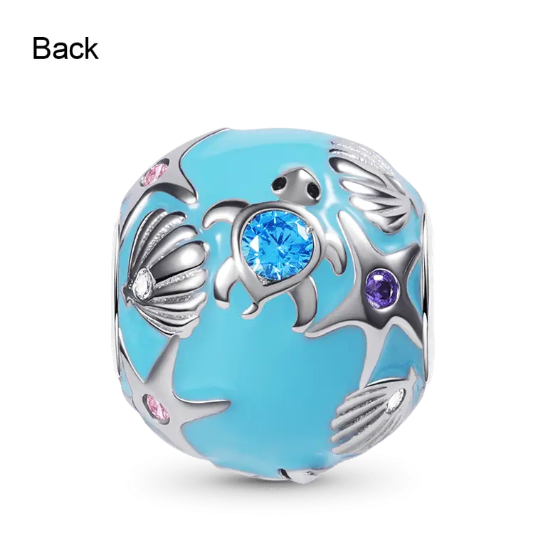 Sea World Charm Bead Sterling Silver Inlaid with Colorful Gemstones